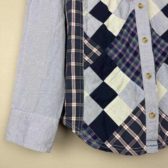 Free People Rare Argyle Plaid Quilt Button Oversized Shirt - Picture 5 of 7